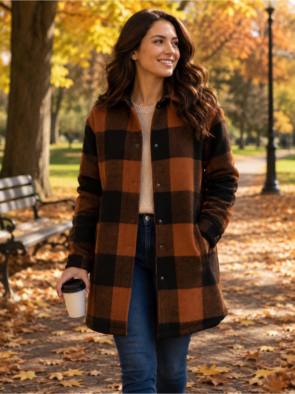 Steve Madden Brown and Black Plaid Utility Shacket